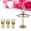 6Pcs Chinese Chalice Retro Style Zinc Alloy Glass Embossed Flower