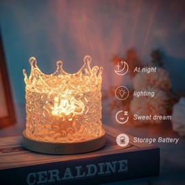 BDUSXYZ Ocean Wave Projector Lamp - 3D Crown Northern Lights Water Ripple Gradual Rotating Romantic Ambient Lighting Flame Lamp for Relaxation Bedroom Teen Girl Decor (16 Colors)