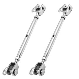 2Pcs M8Jaw Jaw Turnbuckle 304 Stainless Steel Jaw and Jaw Turnbuckle, 5/16" Threaded DiameterJaw Jaw Closed Body Marine Turnbuckle Jaw, Durable for Wire Rope Cable.