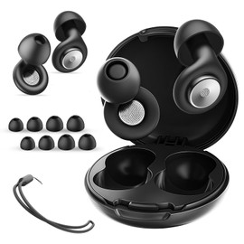 Ear Plugs for Sleeping Noise Cancelling 45dB,Reusable Silicone Earplugs with 8 Eartips and Travel Case, Soft Comfort Hearing Protection for Concerts, Snoring, Travel, Study (Black)