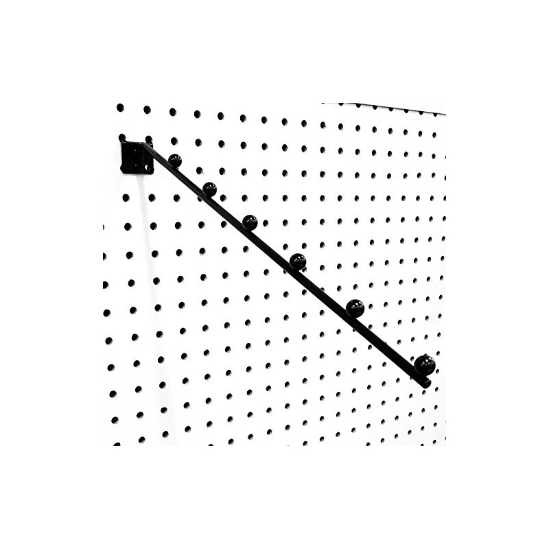 14" L Pegboard 6 Ball Waterfall Faceout Hook, Black -