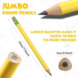 48 Pieces Jumbo Pencils and 3 Pieces Sharpeners Big Pencil Fat Pencils Thick Pencils Large Pencil for Kids Beginners Preschoolers Kindergarten School Office Supplies (Yellow+Green, Triangle)