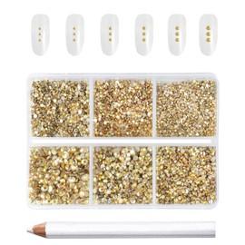 Beadsland 7200pcs pedrede de imitación plana, mezclado 6 tallas con Kit de lápiz de cera, SS3-SS10, Luz del sol de metal