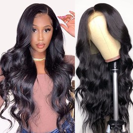 Pizazz 13x4 HD Transparent Lace Front Wigs Human Hair Pre Plucked with Baby Hair 180 Density brazilian Body Wave Human Hair Wigs for Black Women 9A Glueless Lace Frontal Wigs Natural Color(24 Inch)