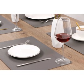 Wipeable Placemats Leather Table Mats Waterproof Heat-Resistant Easy to Clean for Dining Table Set Kitchen Table (4, Grey)