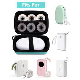 Phomemo Label Printer Case Hard Carry Case Compatible D30/M02/T02/M110/P21/D110 Label Printer, Label Maker Labeler Storage Holder, Green