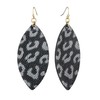 Women's Faux Leather Textured Pattern Elongated Oval Dangle Pierced Earrings,