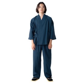 Kyoto Kimonomachi Men's Samue, Work Clothes, Black, Brown, Blue, Red, Green, 4 Sizes - Casual bule
