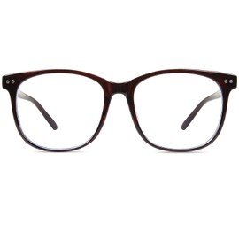 DUCO Blue Light Glasses for Men Women Blue Ray Blocking Glasses Computer Gaming Glasses for Teens Anti Eyestrain Square Reading Eyeglasses Brown 5205