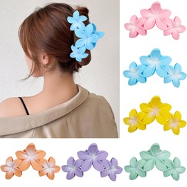 Large Flower Hair Clips for Women, Flower Hair Claw Clips for Thick Hair, Nonslip Hawaiian Hair clips, Cute Jaw Clips, Hair Accessories (green, orange, bright yellow, purple, blue)