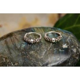 WINDALF Fine Jewellery Creole Earrings Sina Diameter 1.2 cm Earrings with Beads Handmade 925 Sterling Silver, Sterling Silver