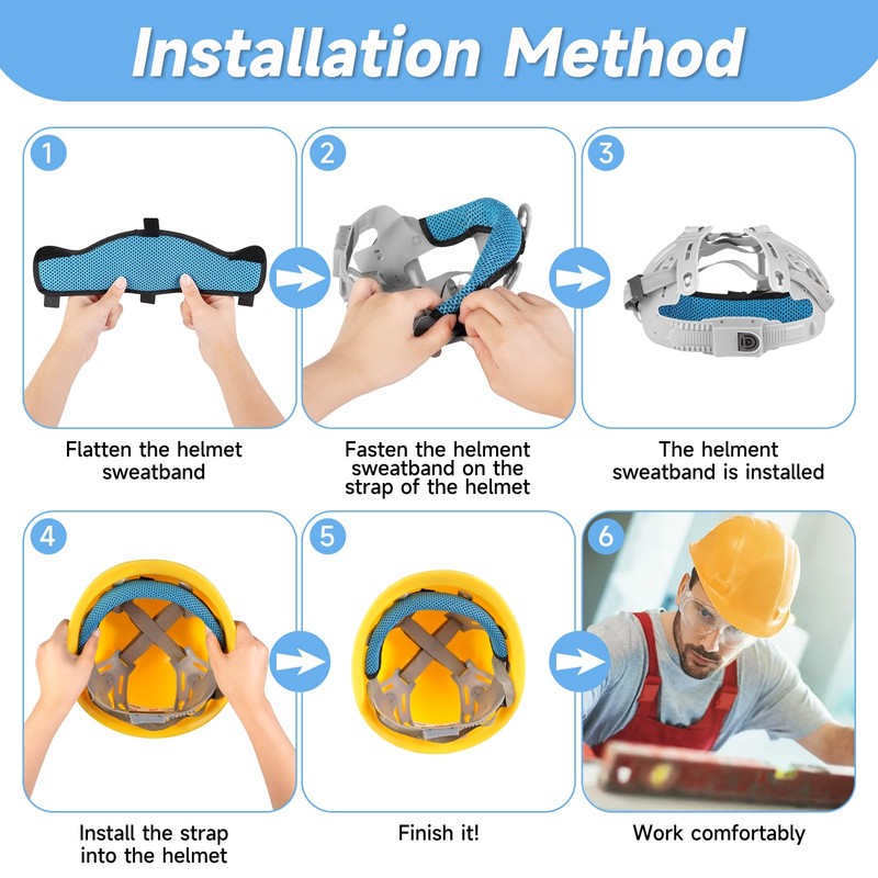 SUTETLW 10 PCS Hardhat and Safety Helmet Sweatband, Flame-Resistant, Unique