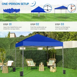 Yaheetech 8x8 Pop Up Canopy Easy Set-up Tent, Portable Outdoor Canopy Instant Tent, Commercial Gazebo with Wheeled Carry Bag & 4 Sandbags for Home, Party & Outdoor Activities, Blue