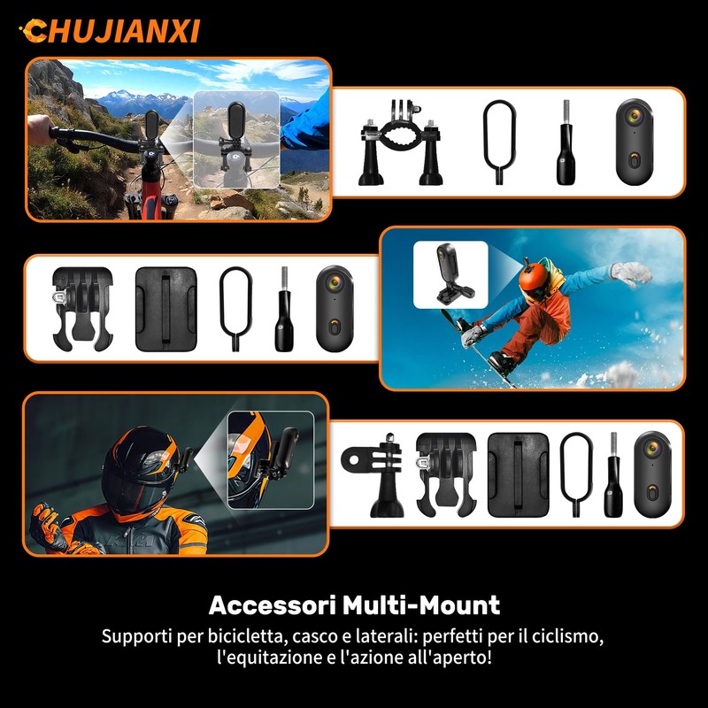 Chujianxi Mini Action Cam WiFi, Indossabile Body Cam1080P, Subacquea