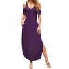 HUSKARY Cold Shoulder Maxi Dress for Women 2025 Summer Beach