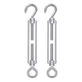 Hook & Eye Turnbuckles Twours 304 Stainless Steel Heavy Duty Turnbuckle Wire Rope Cable Tensioner Adjustable C to O Turnbuckle for Shade Sail (35/64" (M14) - 2PCS)