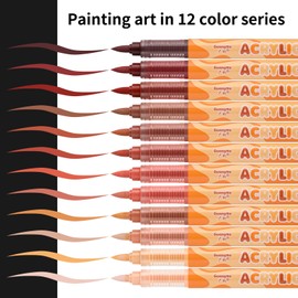 Guangna - Rotuladores de pintura acrílica con puntas de pincel suave y control automático de tinta, impermeables, de secado rápido, resistentes a la luz, perfectos para roca, huevo, lienzo, madera