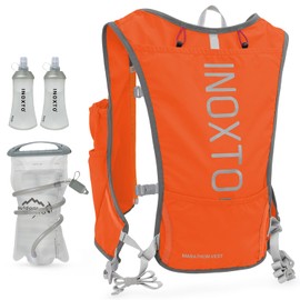 INOXTO Running Hydration Vest Backpack,Lightweight Insulated Pack with 1.5L Water Bladder Bag Daypack for Hiking Trail Running Cycling Race Marathon for Women Men (588orange)
