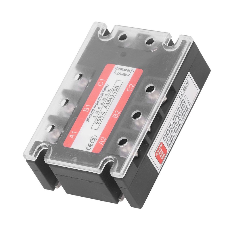 3 Phase Solid State Relay 40A LED Indicator Transparent Cover
