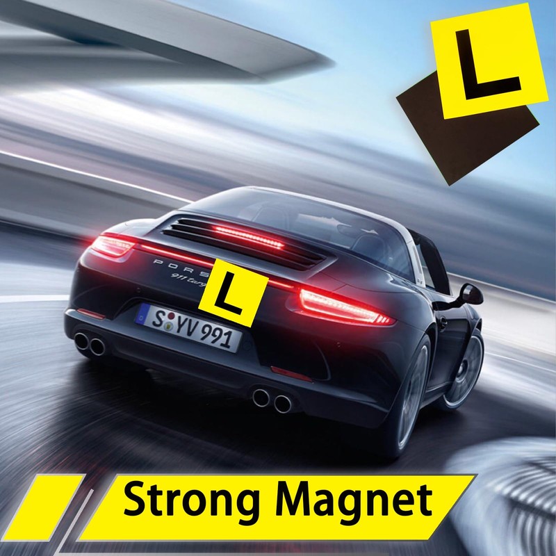 Magnetic Learner Driver Plates, 2 Pack Fully Magnetic Car Yellow