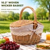 10.2 Inch Picnic Basket with Lid Woven Wicker for Garden