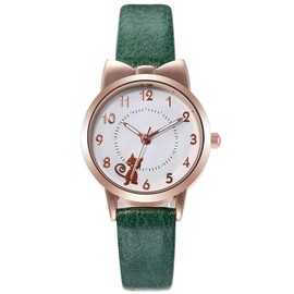 LIWEARE Women's Watch Women's Fashion Quartz Watch PU Leather Strap Simple Casual Wrist Watch for Women Girls, Green, Strap.