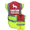 Equestrian Caution Young Horse Hi Viz Vis Vest Horse Riding