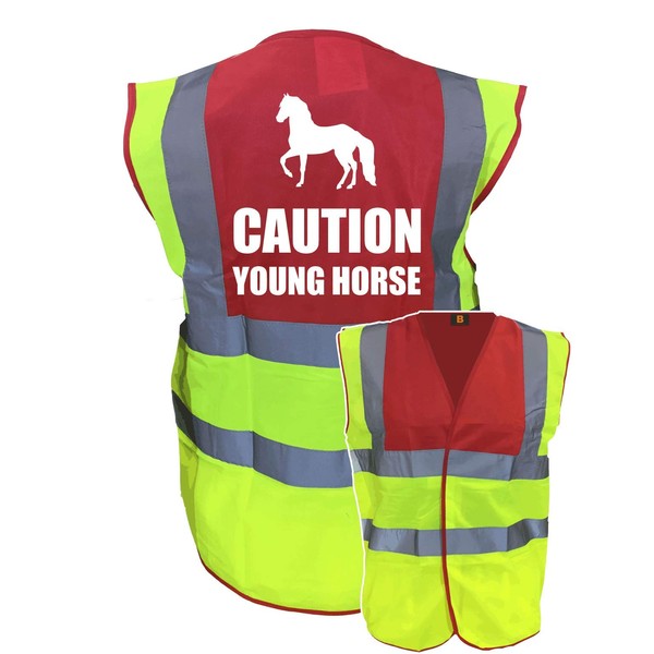 Equestrian Caution Young Horse Hi Viz Vis Vest Horse Riding