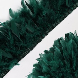 whitefeather Black Green Turkey Feathers Trim Fringe 4Yard 4-6inch for Party Clothing DIY Sewing Craft Wedding Dress Decoration Natural Fluffy Turkey Feather Trim