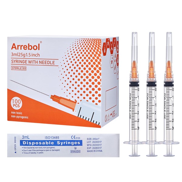 Arrebol 3ml syringe with luer lock needle,Plastic Disposable Syringe Tool