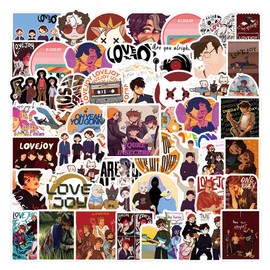62Pcs Lovejoy Stickers Pack, Cute Cartoon Vinyl Waterproof Sticker Decals for Water Bottle, Laptop, Phone, Scrapbooking, Journaling Choice for Adults for Party Supply Decor