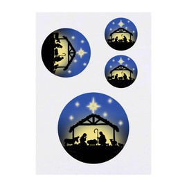 4 x 'Nativity Scene' Temporary Tattoos - Water Resistant, Skin-Safe, Non-Toxic Transfers, Mixed Sizes (TO00085038)
