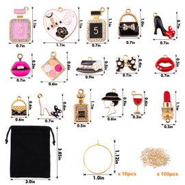 AIERSA Wine Glass Charms - 16pc Drink Markers with Gold Rings for Stem Glasses, Funny Wine Charms, Party Decorations