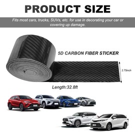 NYTKL - Protector de borde de puerta de coche, 2.8 x 32.8 pies, protector de umbral de fibra de carbono 5D, tira autoadhesiva de vinilo anticolisión para automóvil, accesorios de coche