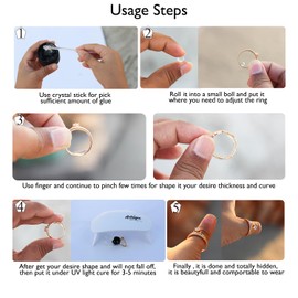 Artrique Invisible Ring Sizers for Loose Rings Fit for any Size and Shap Wedding Rings Women Men Resize Easy Application and Removal Invisible Traceless Glue Ring Resizer with UV LED Light