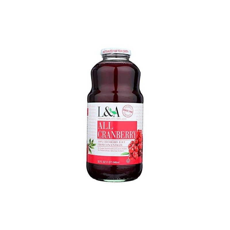 L and A All Cranberry Juice, 32 Ounce - 6