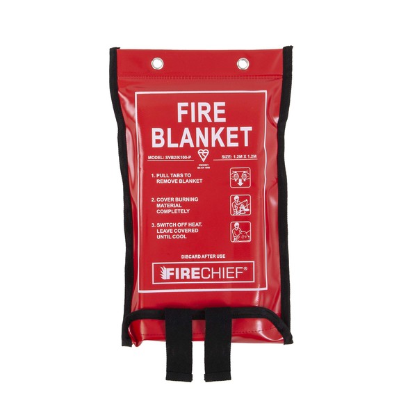 Firechief SVB2/K100-P Premium Kitemarked Fire Blanket | Standard Fire Blanket (1.2 m x 1.2 m) | Suited To Use In Kitchen, Study, Garage, Caravan