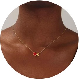 murtoo Initial Necklace for Women, 14K Gold Letter Necklace, Charm Heart Pendant Necklace, Gold Tiny Letter Name Necklaces for Birthday Valentine’s Day Anniversary Christmas