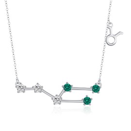 CHENGHONG Taurus Necklace 925 Sterling Silver Birthstone Necklace Taurus Zodiac Pendant Necklace Birthstone Jewellery Birthday Taurus Gifts for Women Girls