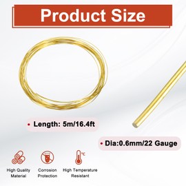 sourcing map 22 Gauge Copper Wires for Jewelry Making, 1 Roll 5m Craft Tarnish Resistant Beading Wires for Jewelry Making Supplies DIY (Gold)