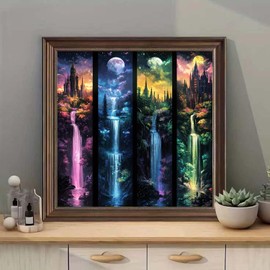 SHICERNHJ Moon With Castle Waterfall Diamond Painting Kits for Adults,5D Full Drill Mosaic Diamond Art Kits for Beginner, DIY Diamond Dots Paintings With Arts Craft For Adults Home Decor 13.813.8Inch