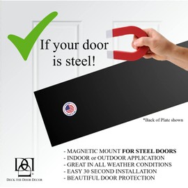 Deck the Door Decor | Door Kick Plate - Anodized Aluminum - Satin Oil Rubbed Bronze Finish - Magnetic Mount for Steel Doors - 6"x 32"