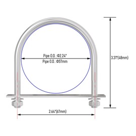 FOCMKEAS 2 Sets 304 Stainless Steel Round Bend U-Bolts 2.24"(57mm) Inner Width 3.31"(84mm) Length M8 with Nuts, Frame Plate, Washers, Accessories for Boat Trailer Axle Sailboat Trailer