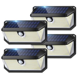 Solar Lights Outdoor Waterproof, 4-Pack Super Bright 388 LEDs Motion Sensor Security Lights with Lights Reflector and 3 Lighting Modes, Waterproof Solar Wall Lights for Patio, Deck, Fence, Garage