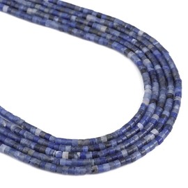 BEADIA - abalorio espaciadoras de sodalita azul natural, redondas, sueltas, semipiedras para hacer abalorio, 3 x 2 mm, 38 cm