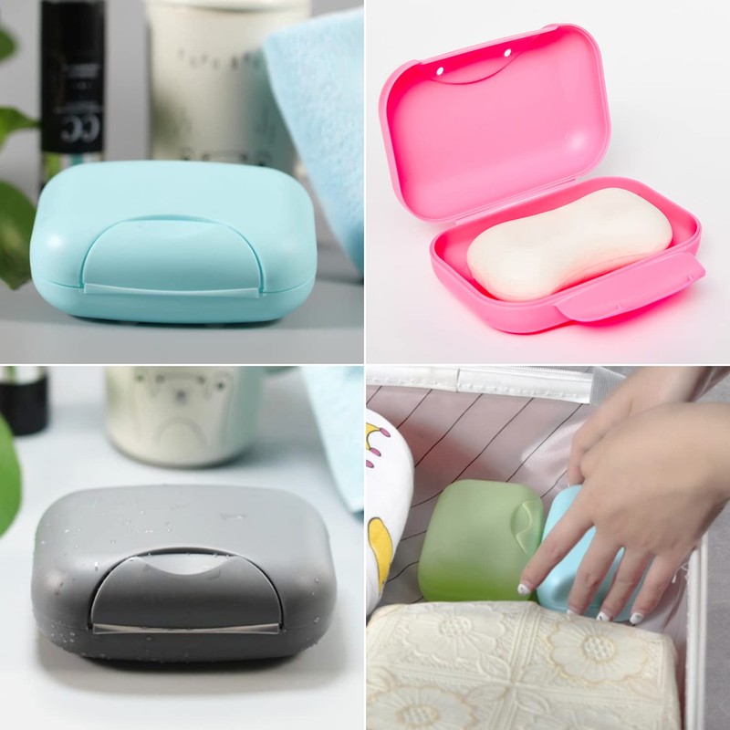 4 Pack Portable Soap Box and Mesh Bag for Soap