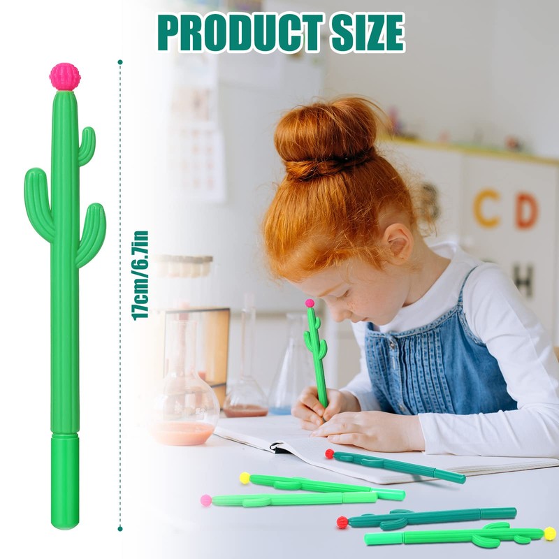 60 Pack Cactus Shaped Roller Pens Novelty Plant Gel Ink
