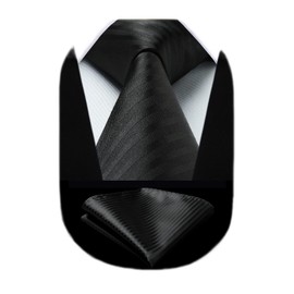 Hisdern HTC-01S Men's Formal Necktie With Square, 3.3 inches (8.5 cm) Wide, Easy Care, Washable, Plaid, Stripes, Business, Weddings, Job Hunting, Graduation Ceremonies, Gift, 43 Patterns