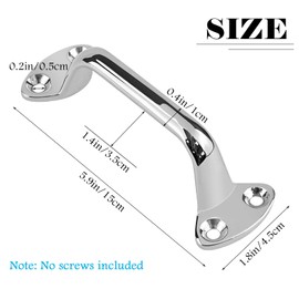 Bath Grab Bar - 6 Inch Stainless Steel Shower Grab Bar for Bathroom Safety for Seniors, Elderly, Disabled and Handicap - Stairway and Yacht Handle for Extra Support(Screws Not Included)