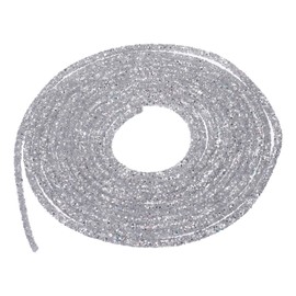 MECCANIXITY 5 Yard 6mm 0.24 inch Glitter Sequins Rope Sequins Rhinestone Tube Cord for DIY Wedding Dresses Costume Clothing Shoes Jewelry Accessory Gray Silver